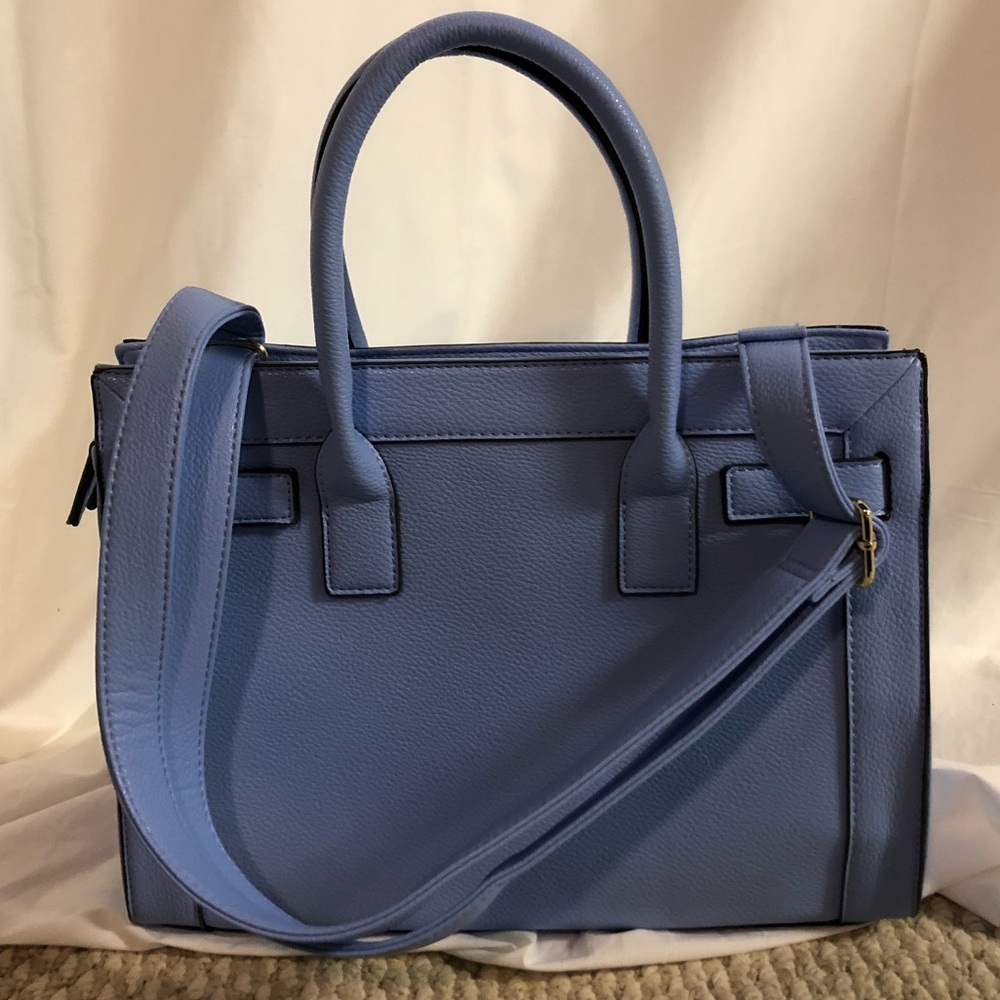 Periwinkle purse with cross body strap